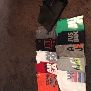 Boys short sleeve shirt, and a Nike zip hoodie.